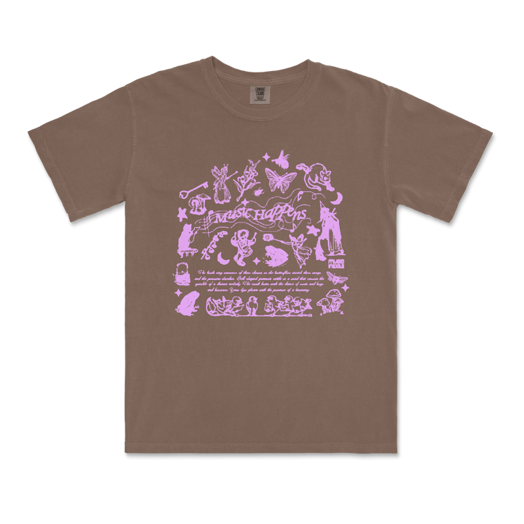 Music In Exile / 'Music Happens' Brown T-Shirt