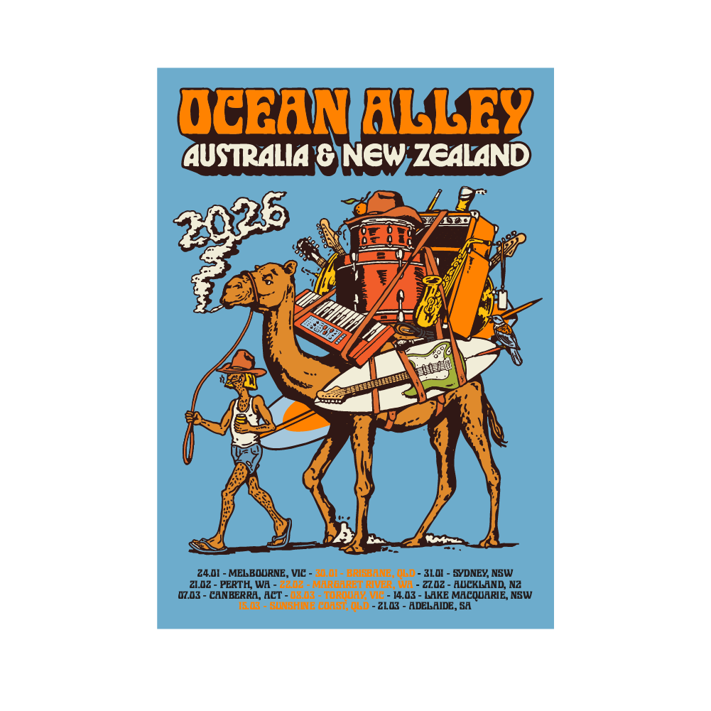 Ocean Alley / 2026 AUS NZ Tour: Limited Holographic Tour Poster (Signed) - Blue (QLD)