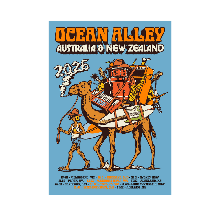 Ocean Alley / 2026 AUS NZ Tour: Limited Holographic Tour Poster (Signed) - Blue (QLD)