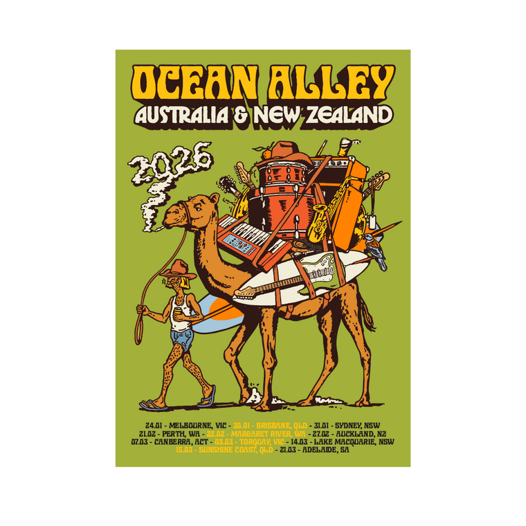 Ocean Alley / 2026 AUS NZ Tour: Limited Holographic Tour Poster (Signed) - Green (WA)