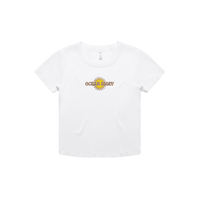 Ocean Alley / Retro Sun White Baby Tee