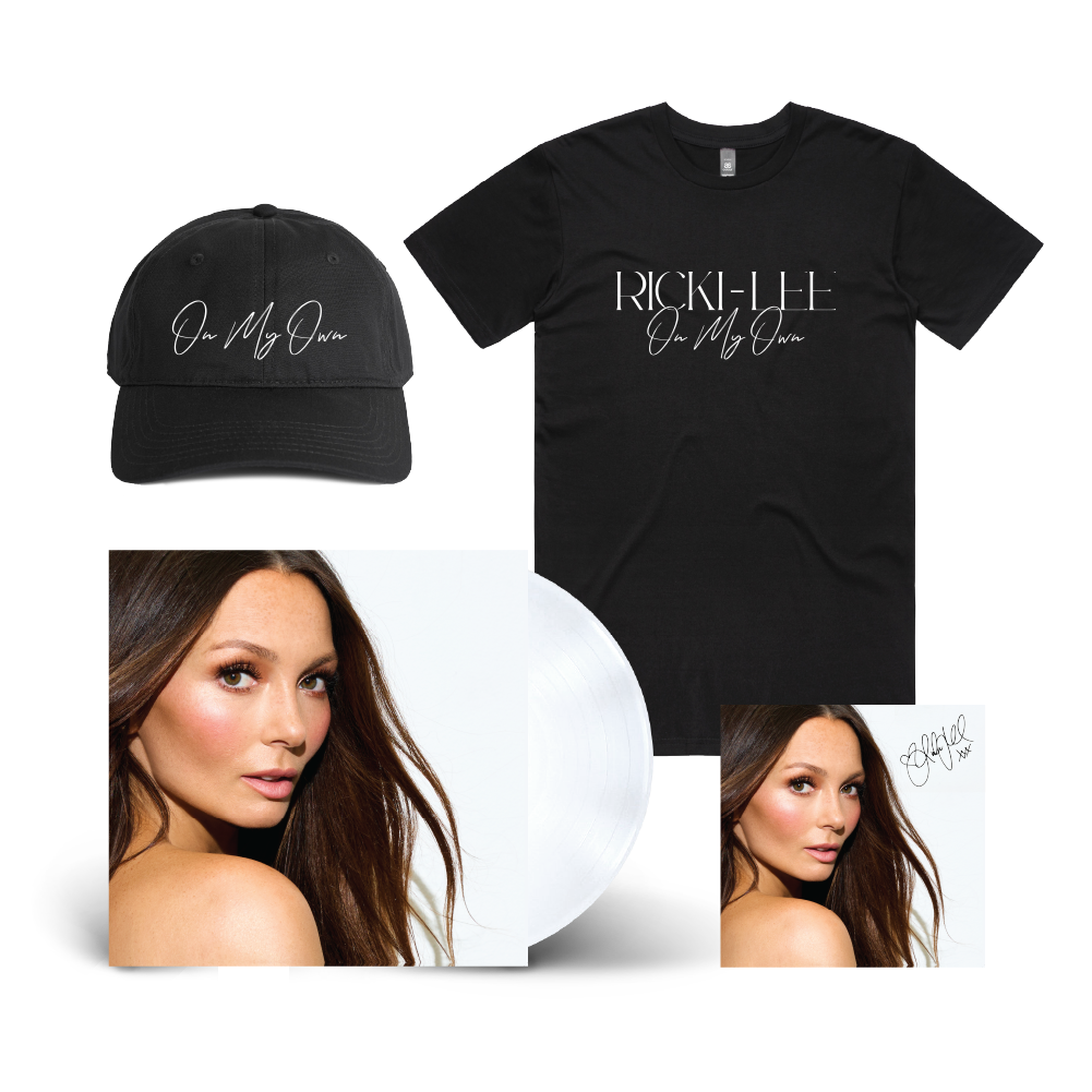 Ricki-Lee / 'On My Own'  White LP Vinyl, T-Shirt, Cap + Signed Art Card