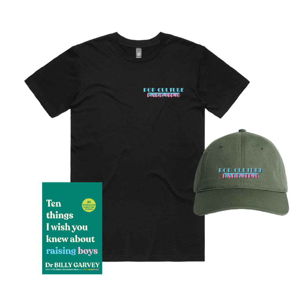 'Ten Things I Wish You Knew About Raising Boys' Book, Black Tee & Green Cap Bundle