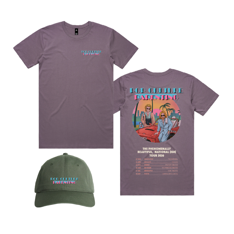 Pop Culture Parenting / Mauve Tee & Green Cap