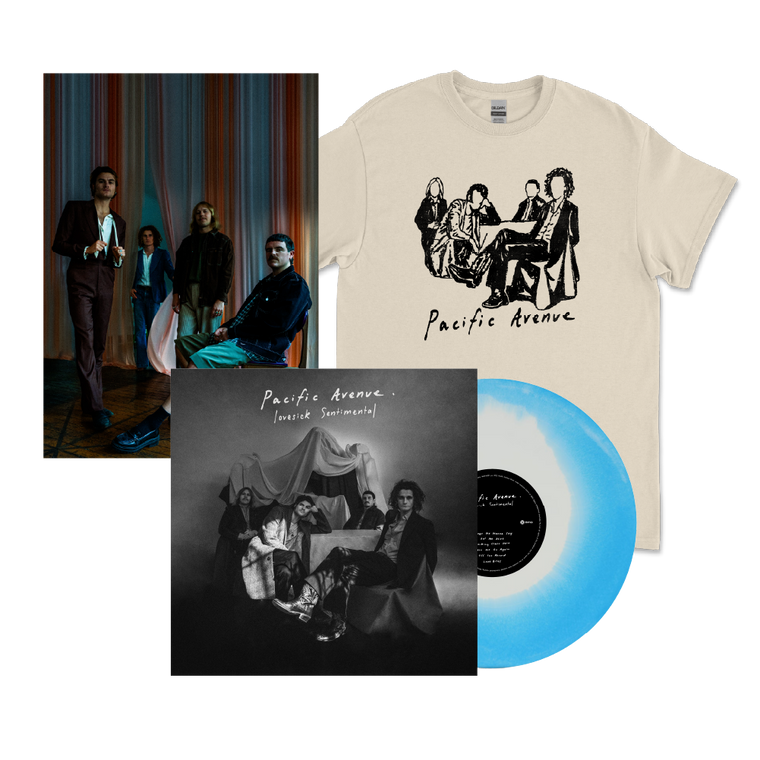 Pacific Avenue / Lovesick Sentimental LP Lovesick Blue Vinyl & Cream T-Shirt