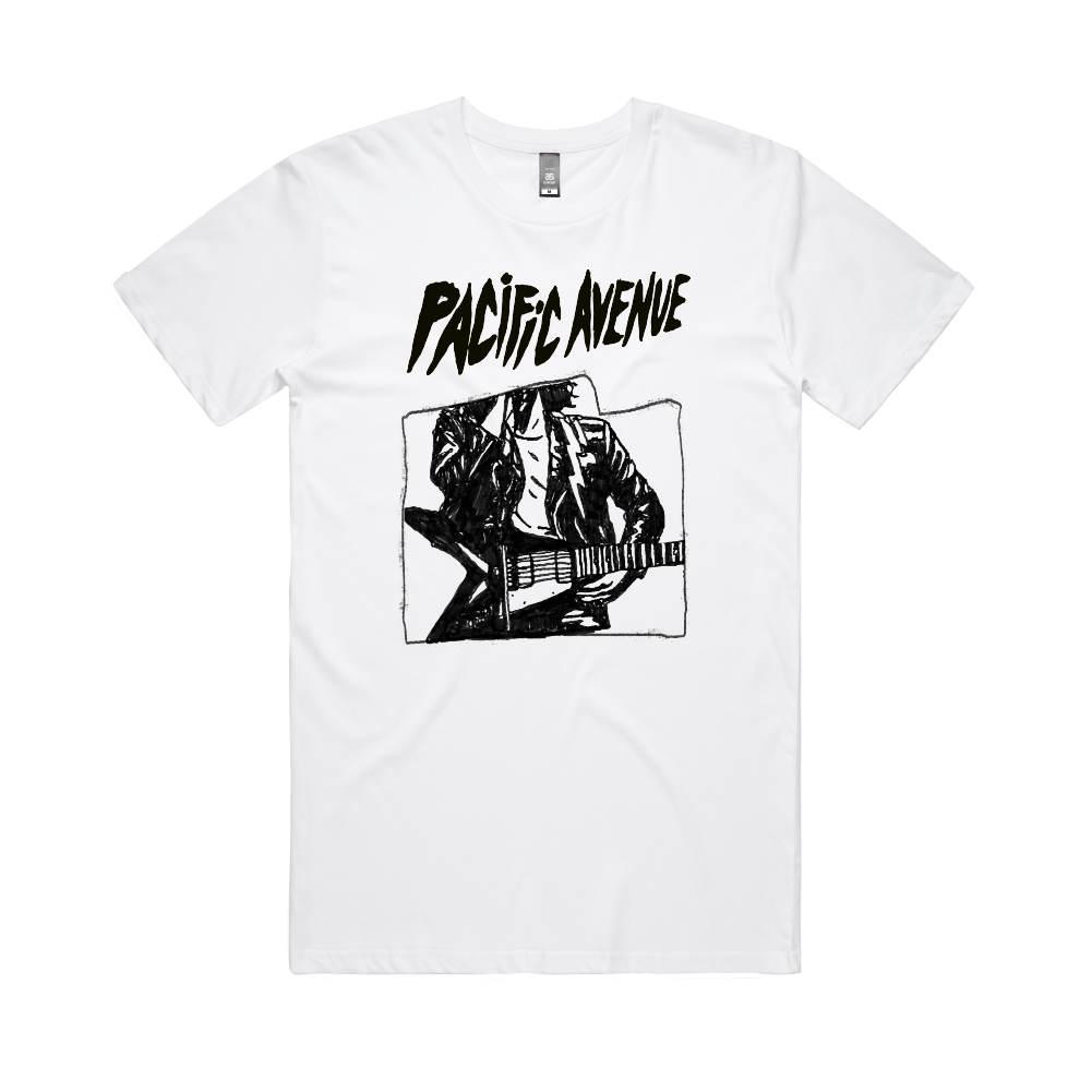 Pacific Avenue / Guitar White T-Shirt