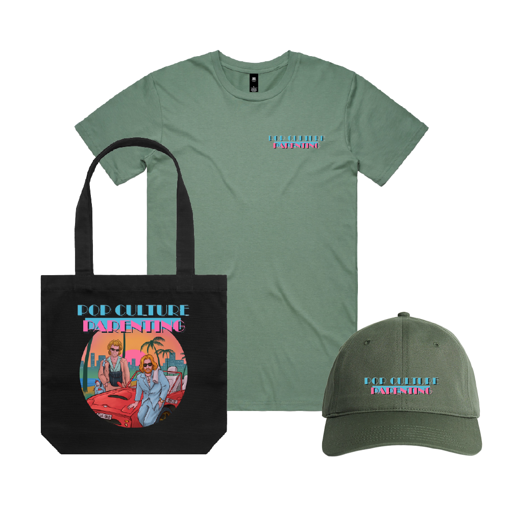 Pop Culture Parenting / Sage Tee, Green Cap & Tote ***PRE-ORDER***