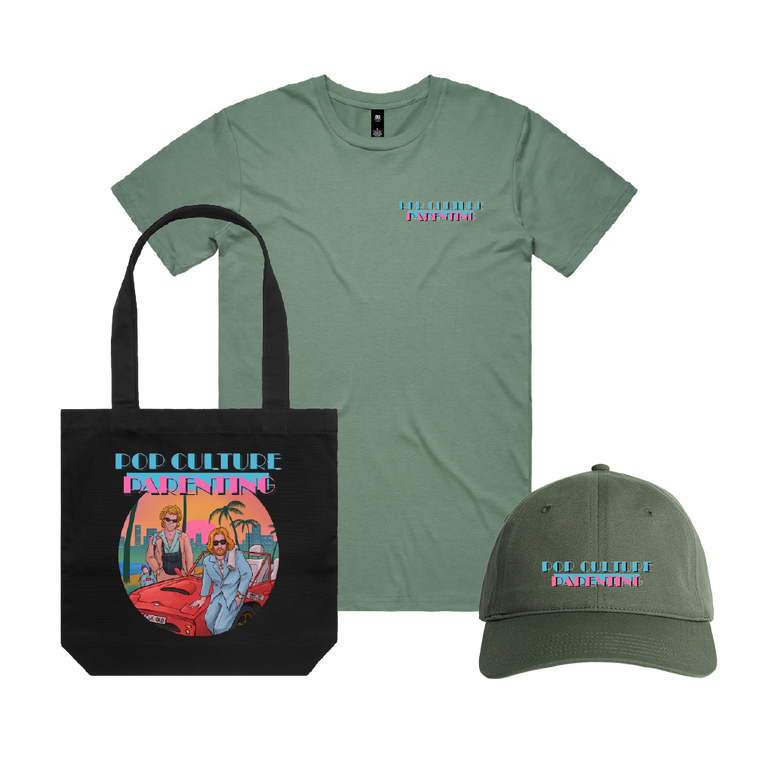 Pop Culture Parenting / Sage Tee, Green Cap & Tote ***PRE-ORDER***