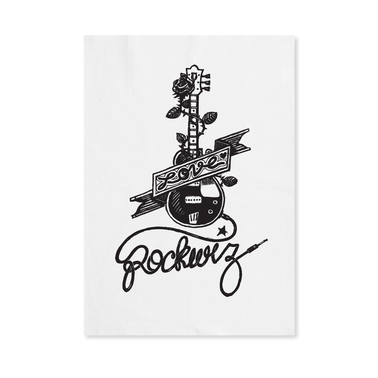 Rockwiz / Guitar Tea Towel Black