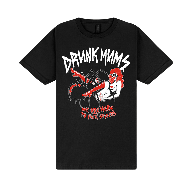 Drunk Mums / New Spiders Logo Black T-Shirt