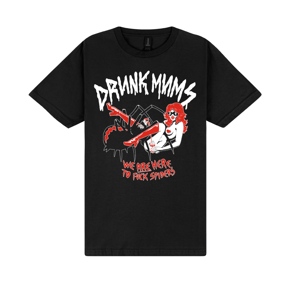 Drunk Mums /New Spiders Logo Black T-Shirt