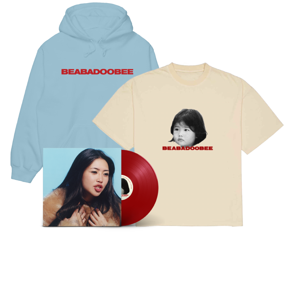 Beabadoobee / This Is How Tomorrow Moves LP Standard Red Apple, Blue Hoodie & Cream T-Shirt Bundle