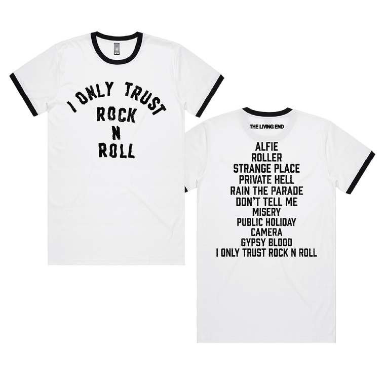 The Living End / I Only Trust Rock N Roll White Ringer Tee