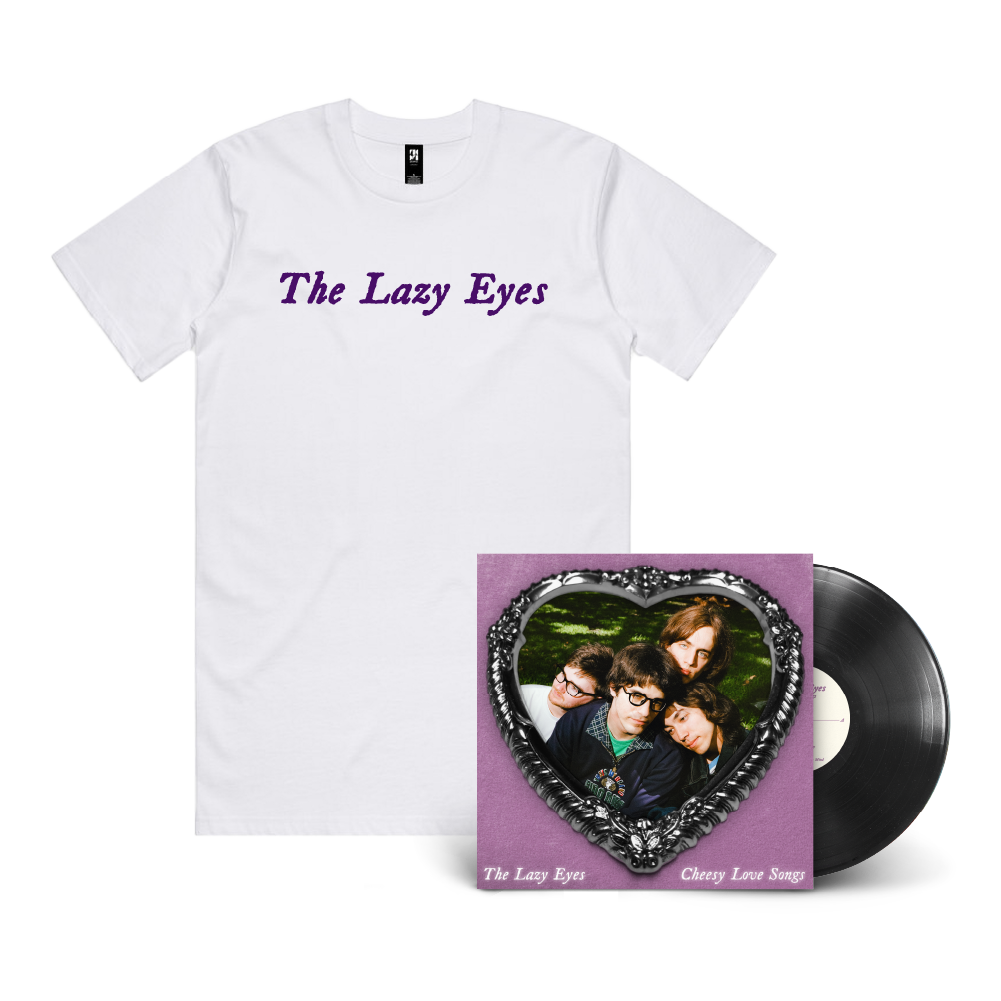 The Lazy Eyes / Cheesy Love Songs LP Black Vinyl & White T-Shirt ***PRE-ORDER***
