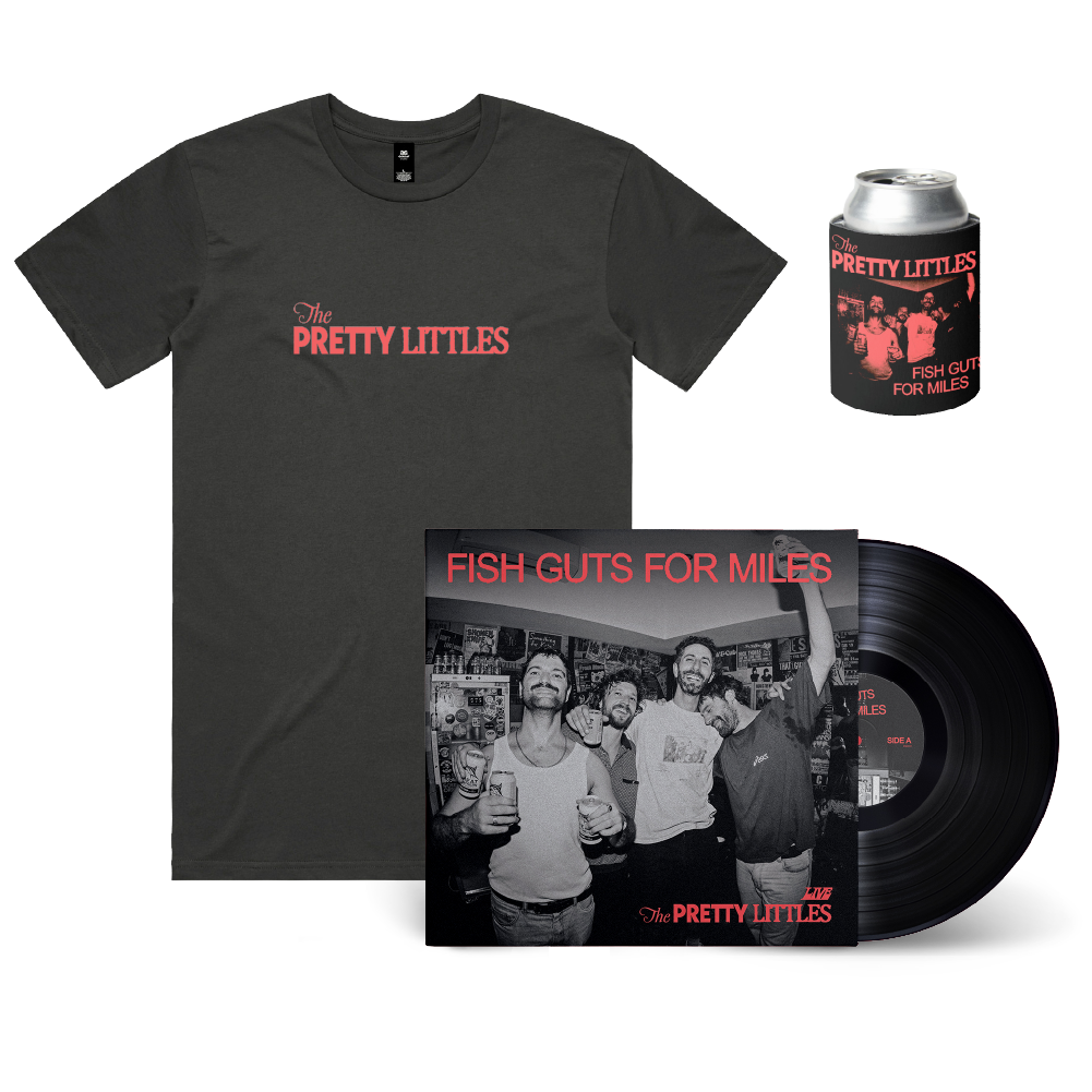 The Pretty Littles / Fish Guts For Miles 12" Black Vinyl, T-Shirt & Stubby Holder