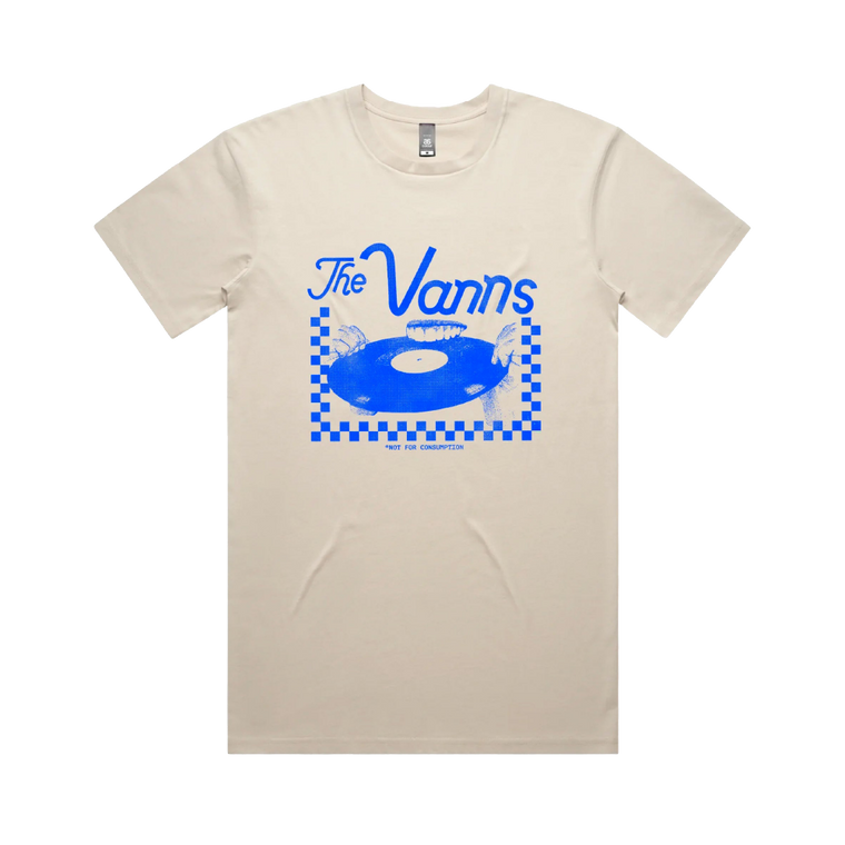The VANNS / Not For Consumption Cream T-Shirt with Blue Print