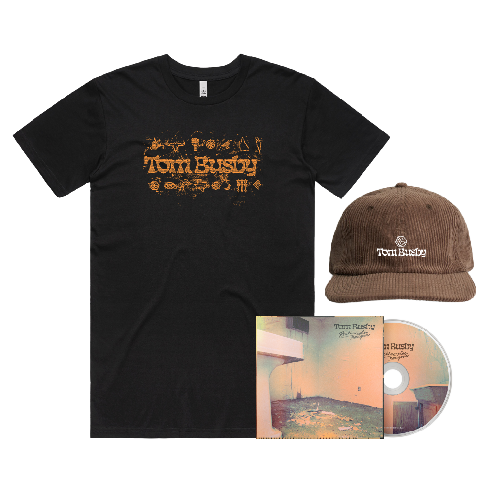 Tom Busby / Rockhampton Hangover Signed CD, Black T-Shirt & Brown Cap ***PRE-ORDER***