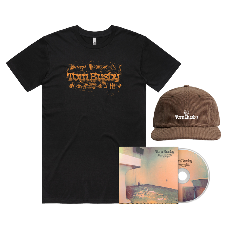 Tom Busby / Rockhampton Hangover Signed CD, Black T-Shirt & Brown Cap ***PRE-ORDER***