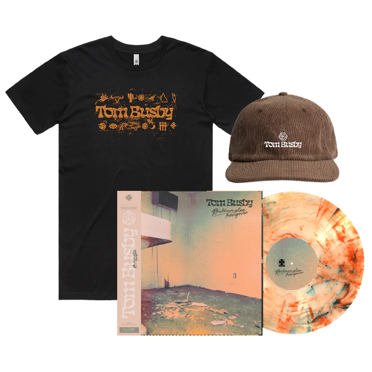 Tom Busby / Rockhampton Hangover LP Black Vinyl, Black T-Shirt & Brown Cap ***PRE-ORDER***