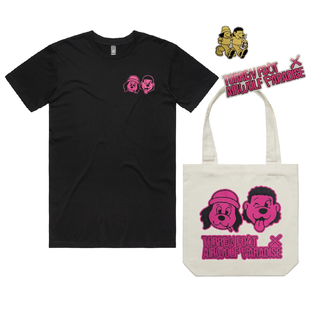 TORREN FOOT x AIRWOLF PARADISE / T-Shirt, Tote and Sticker Bundle