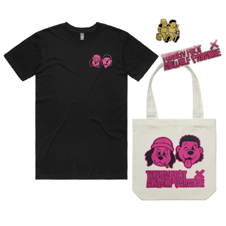 TORREN FOOT x AIRWOLF PARADISE / T-Shirt, Tote and Sticker Bundle