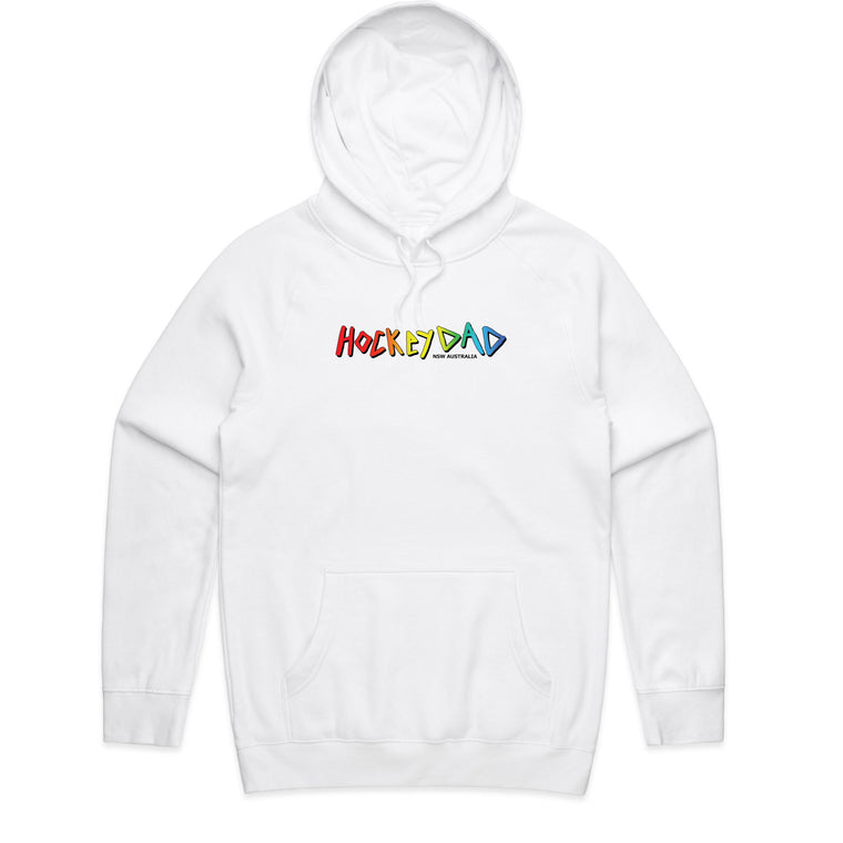Hockey Dad / Rainbow Logo Hoodie White
