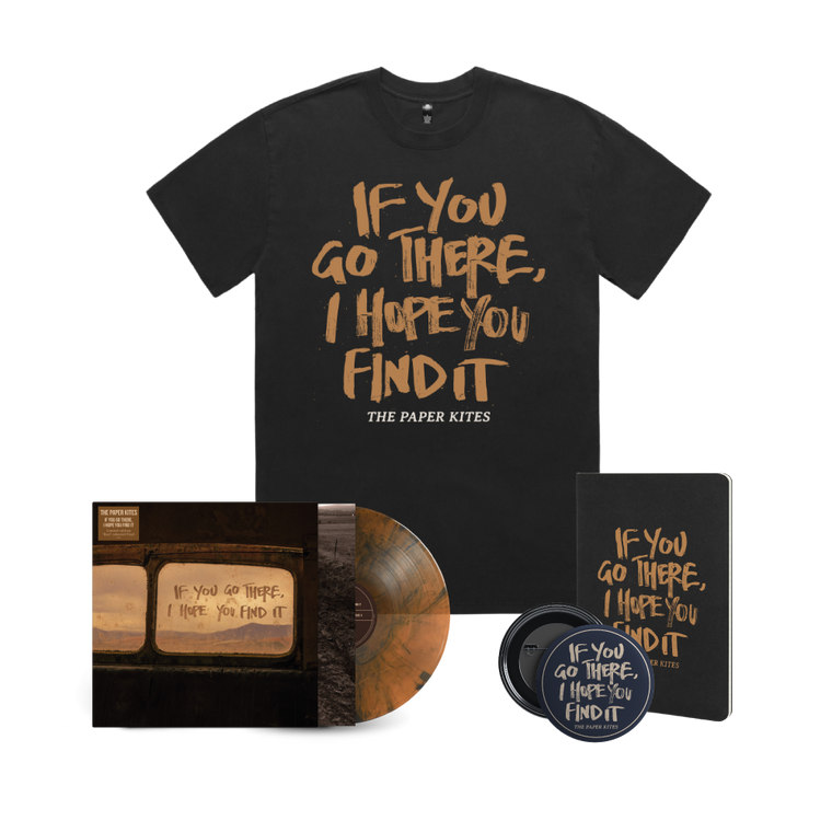The Paper Kites / If You Go There, I Hope You Find It LP Rust Vinyl, Black T-Shirt, Journal & Badge