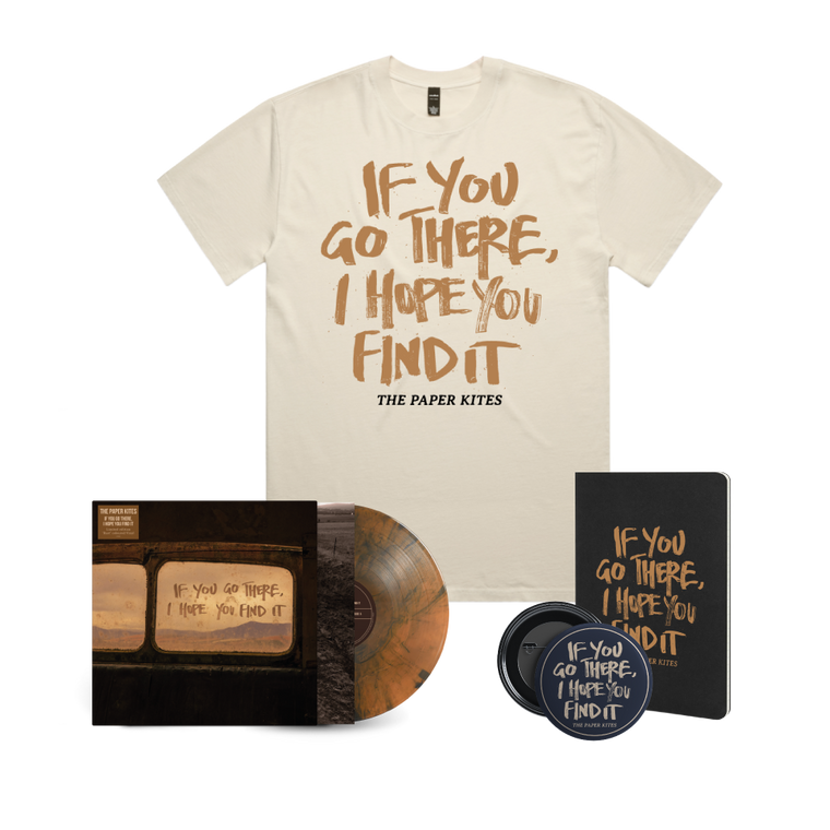 The Paper Kites / If You Go There, I Hope You Find It LP Rust Vinyl, Ecru T-Shirt, Journal & Badge