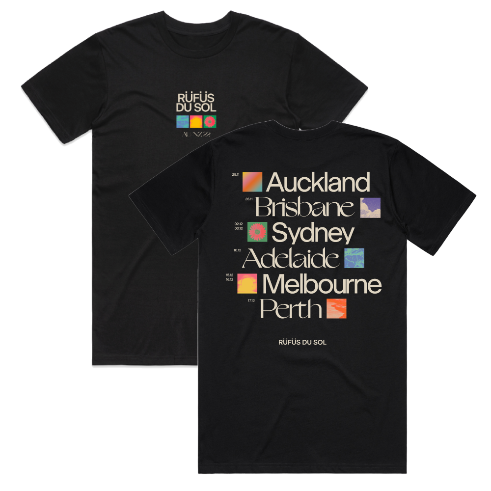 RÜFÜS DU SOL / ANZ Cities Tour Black T-Shirt – sound-merch.com.au