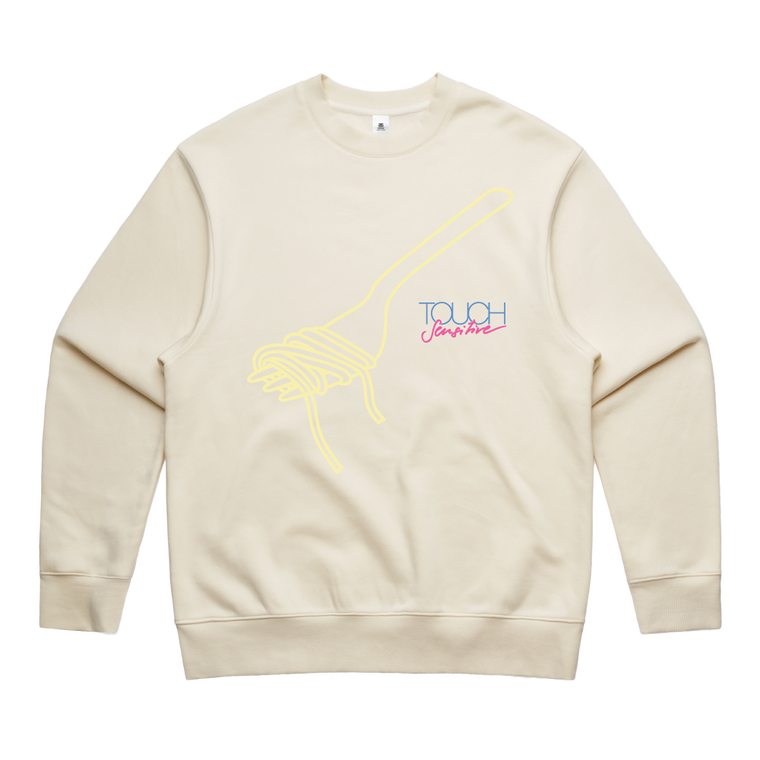 Touch Sensitive / Fork Logo Print Ecru Heavy Crew