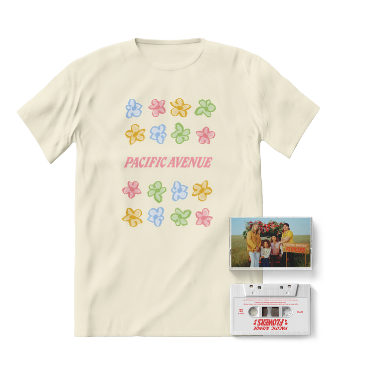 Pacific Avenue / Flowers Cassette & Natural T-Shirt Bundle
