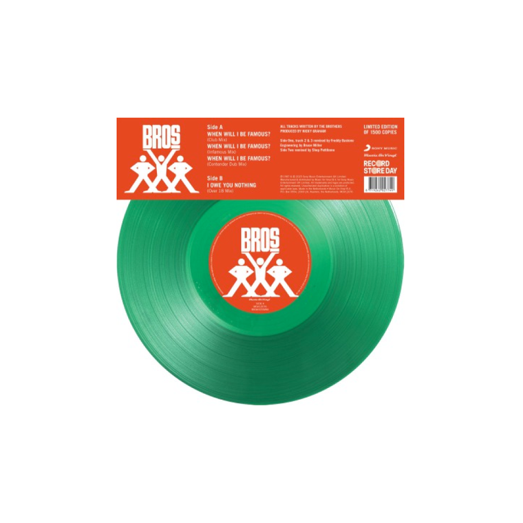 Bros / When Will I Be Famous? / I Owe You Nothing Mixes 12" Green Vinyl RSD 2023
