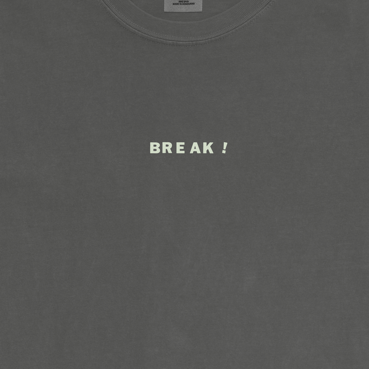 Break / Embroidered Faded Black T-Shirt