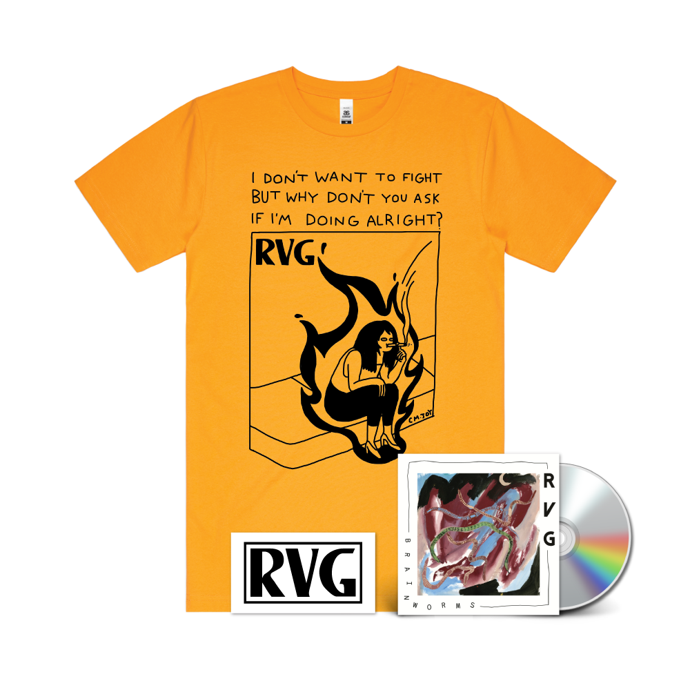 RVG / 'Brain Worms' CD & Gold T-Shirt Bundle