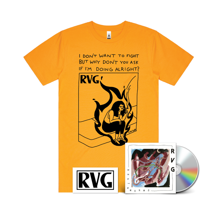 RVG / 'Brain Worms' CD & Gold T-Shirt Bundle