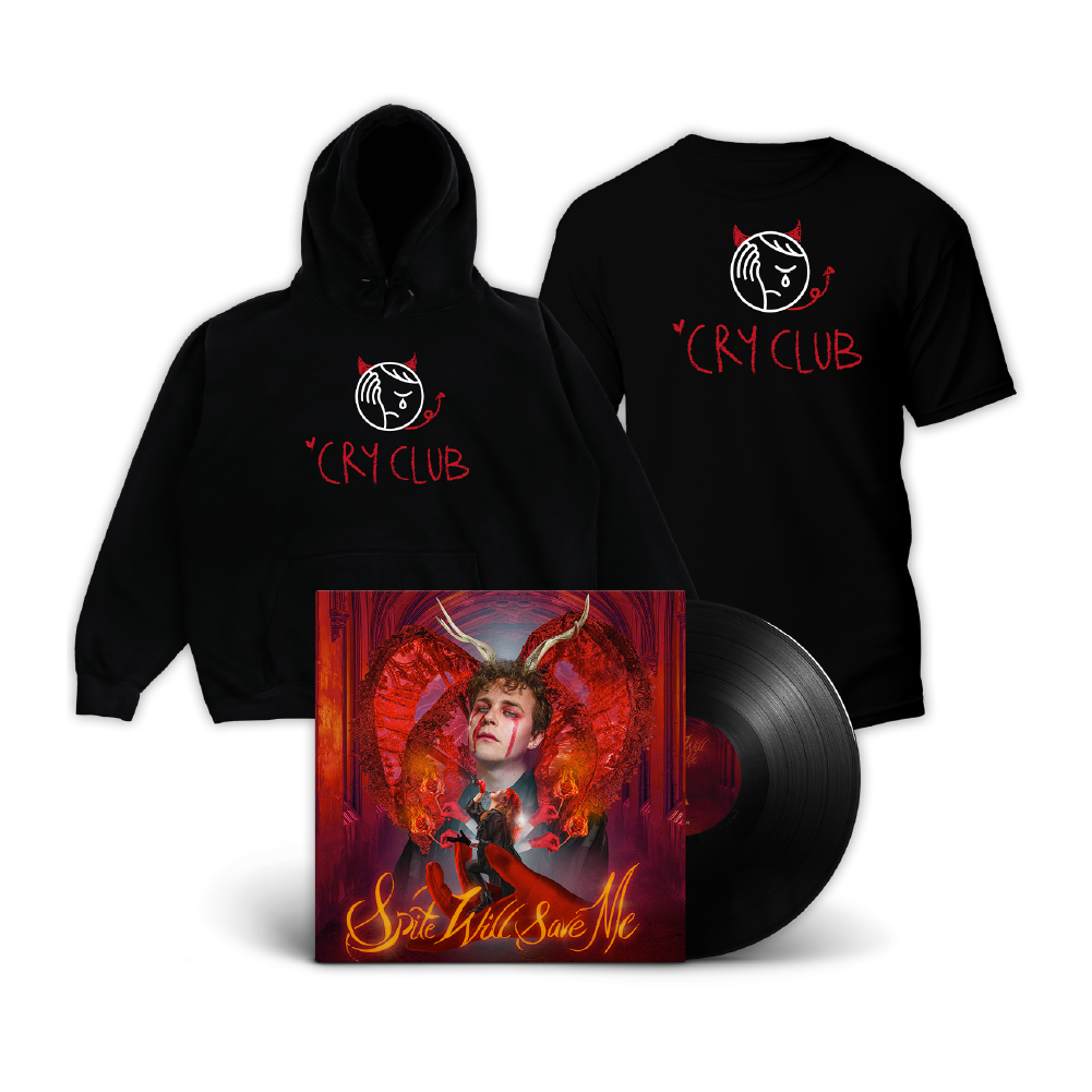 Cry Club / 'Spite Will Save Me' LP, Black 'Logo' Hoodie & Black 'Logo' T-Shirt Bundle