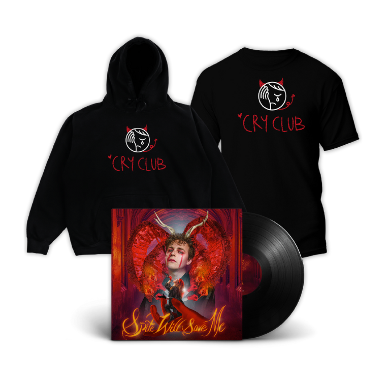 Cry Club / 'Spite Will Save Me' LP, Black 'Logo' Hoodie & Black 'Logo' T-Shirt Bundle