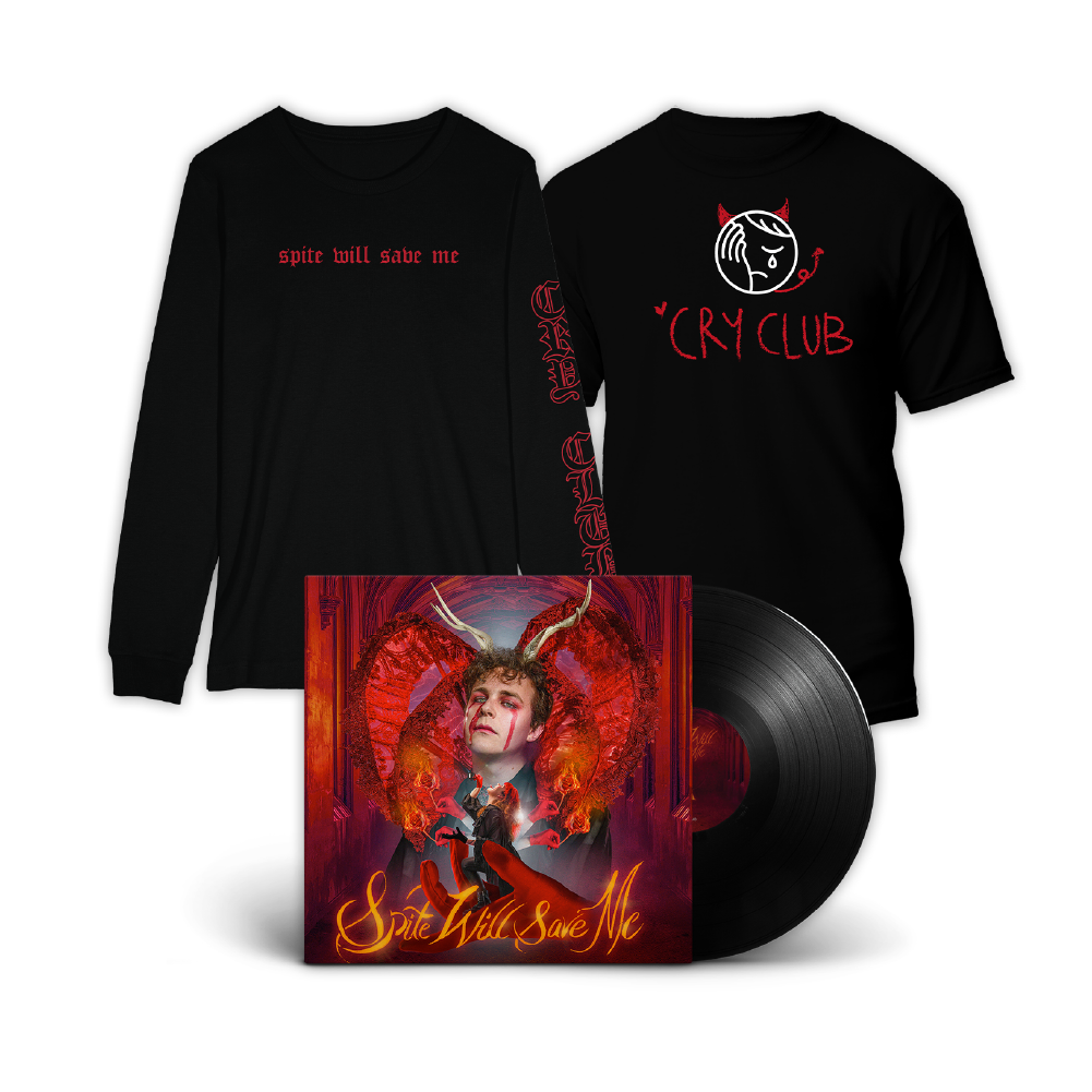 Cry Club 'Spite Will Save Me' LP, Black 'Metal' Longsleeve & Black 'Logo' T-Shirt Bundle
