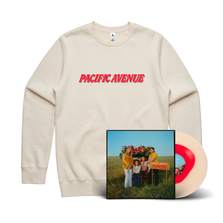 Pacific Avenue / Flowers LP Limited Edition White & Red Vinyl & Ecru Crew