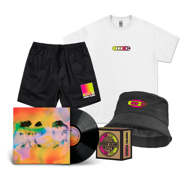 Crooked Colours / Tomorrows Vinyl, Surf T-Shirt, Shorts, Bucket Hat & Sex Wax bundle