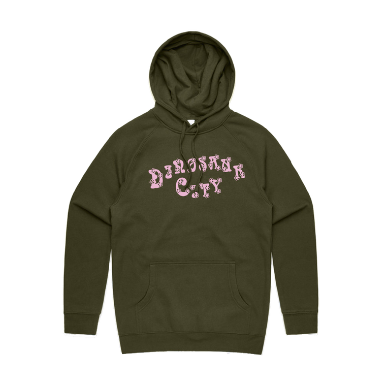 Dinosaur City / Flower Logo Army Green Hoodie
