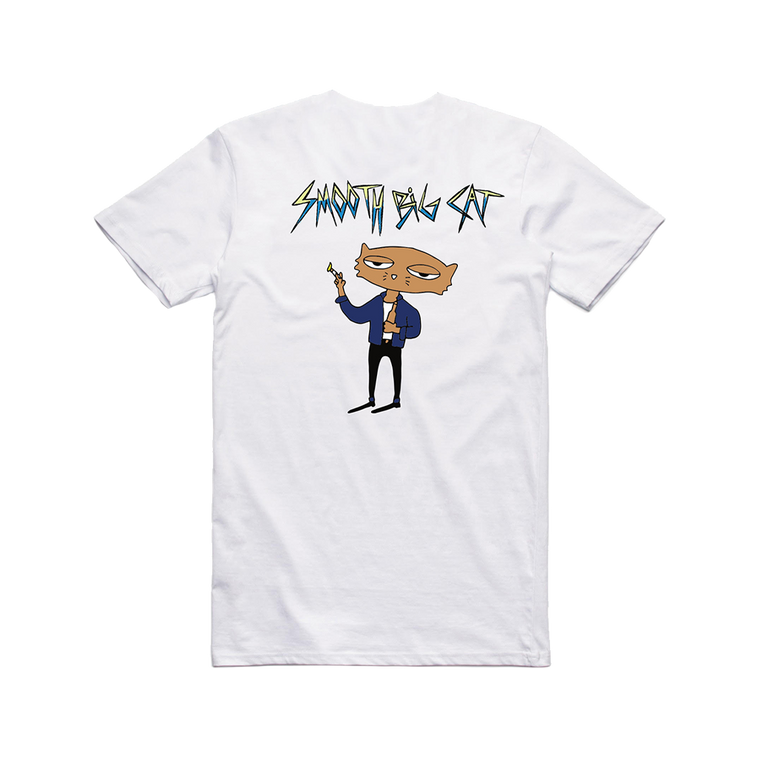 Smoking Cat / White T-Shirt