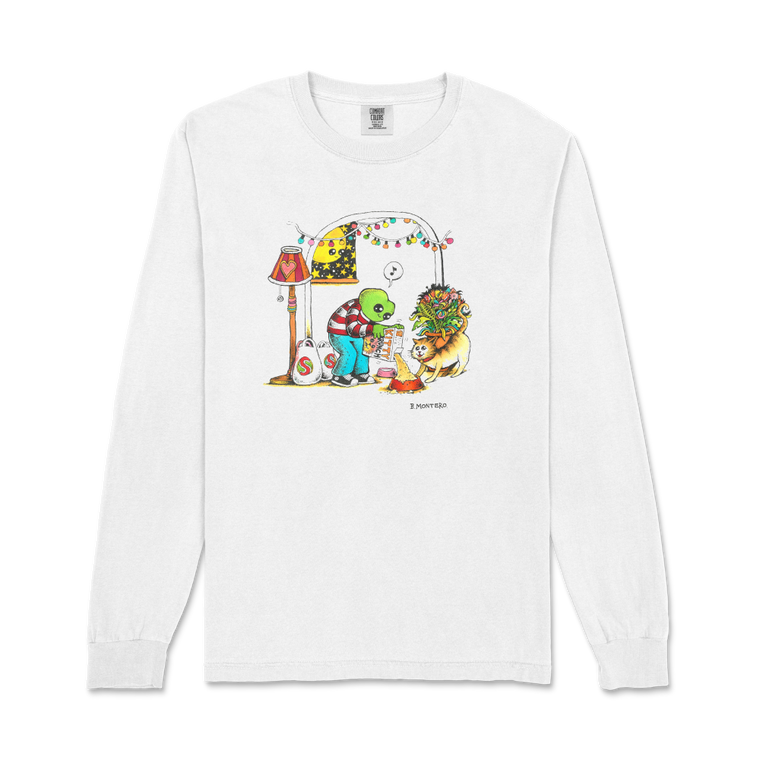 Froggy Kitty Crunch / White Long Sleeve
