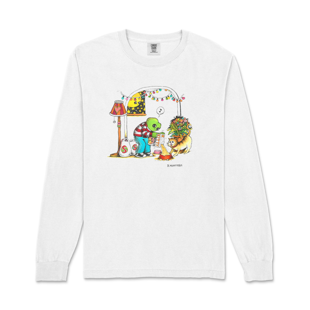 Froggy Kitty Crunch / White Long Sleeve