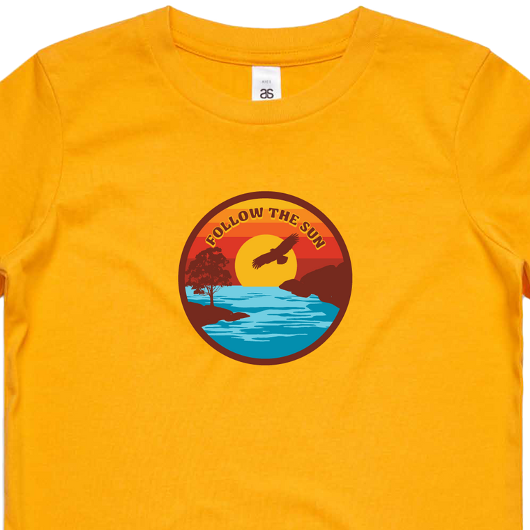 Follow The Sun Logo / Kids Gold T-Shirt