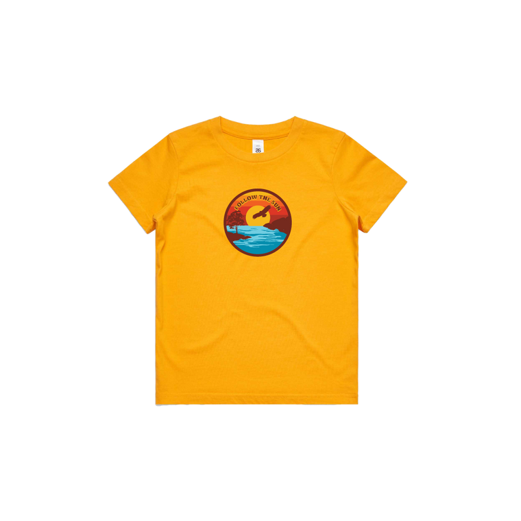 Follow The Sun Logo / Kids Gold T-Shirt