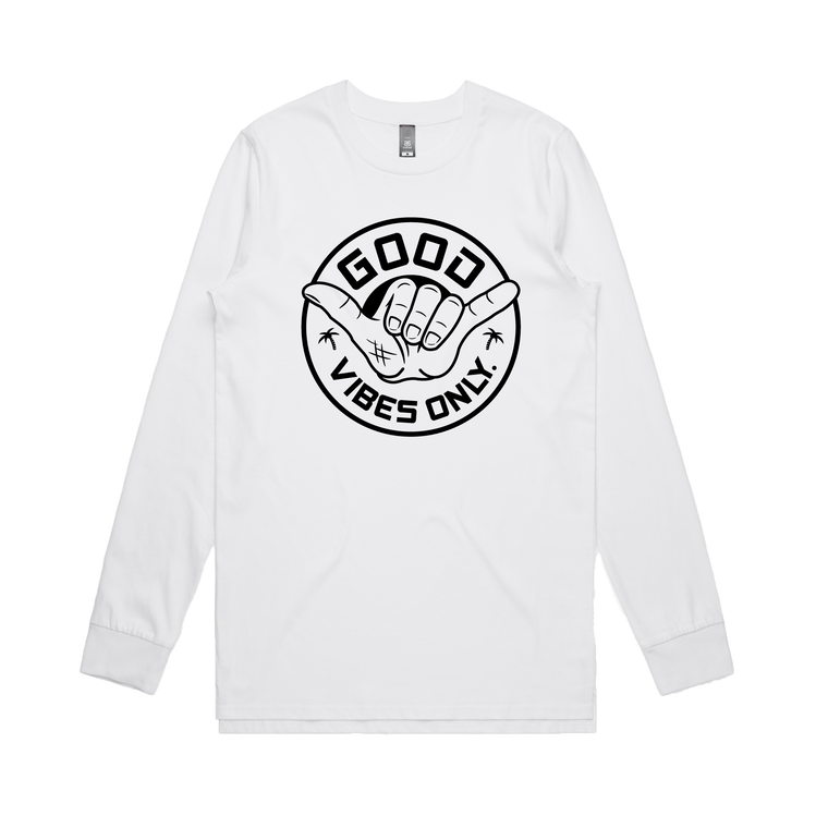 Good Vibes Only Mens Long Sleeve / White