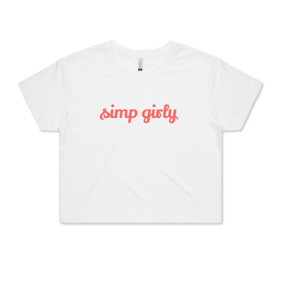 Gretta Ray / Simp Girly White Crop Tee – sound-merch.com.au