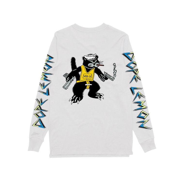 Gun Cat / White Longsleeve