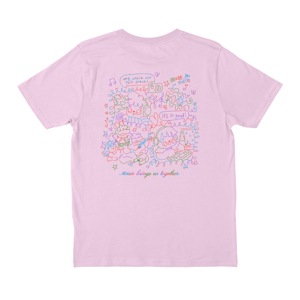 Music In Exile / 'I Love Music With My Friends' Pink T-Shirt